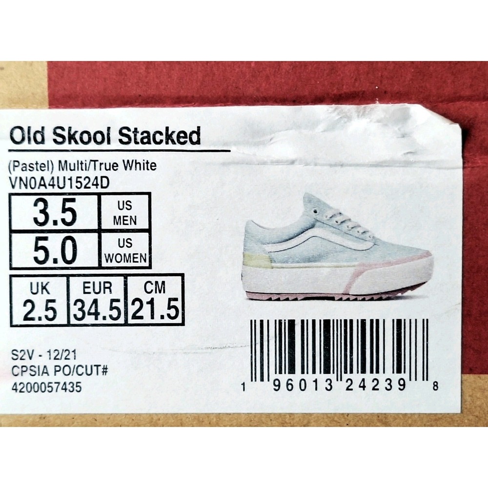 Vans Old Skool Stacked Pastel Multi Blue Platform Women 5 / GS Girl 3.5 New - Picture 4 of 11